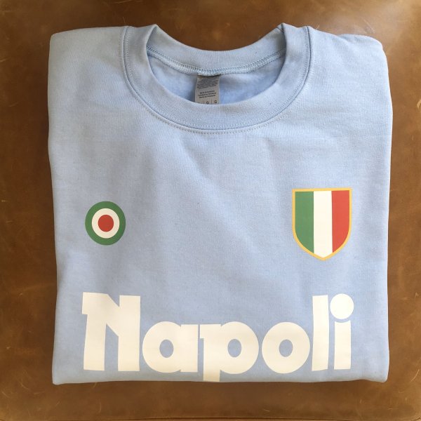 Napoli '87 Sweatshirt (Sky Blue) in action.