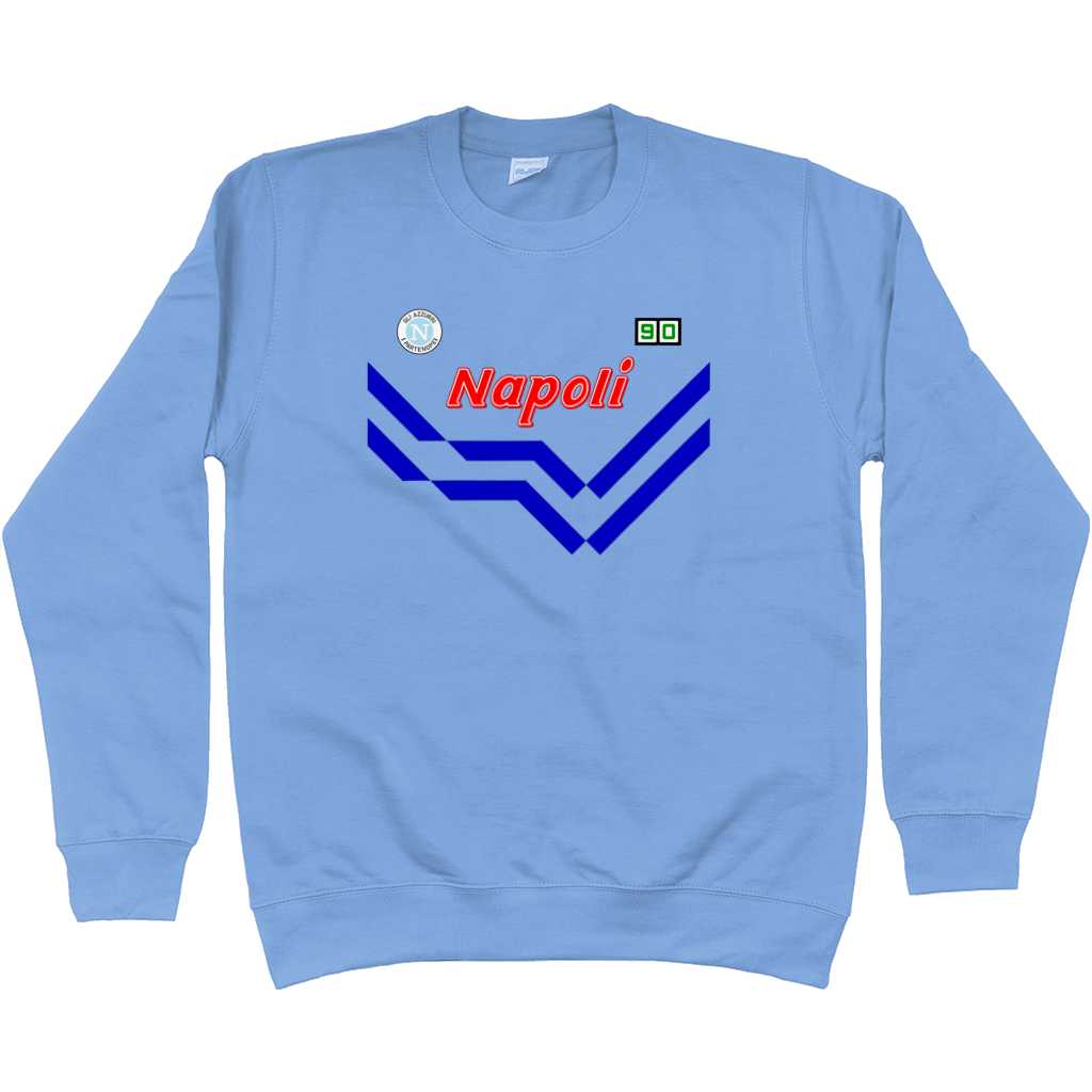 Napoli '90 Away Sweatshirt - Cornflower Blue in action.