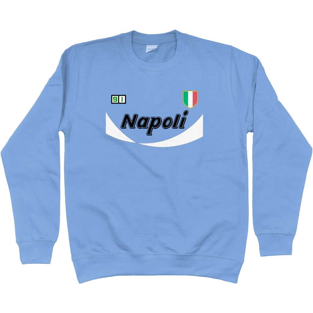 Napoli '91 2nd Sweatshirt - Cornflower Blue in action.