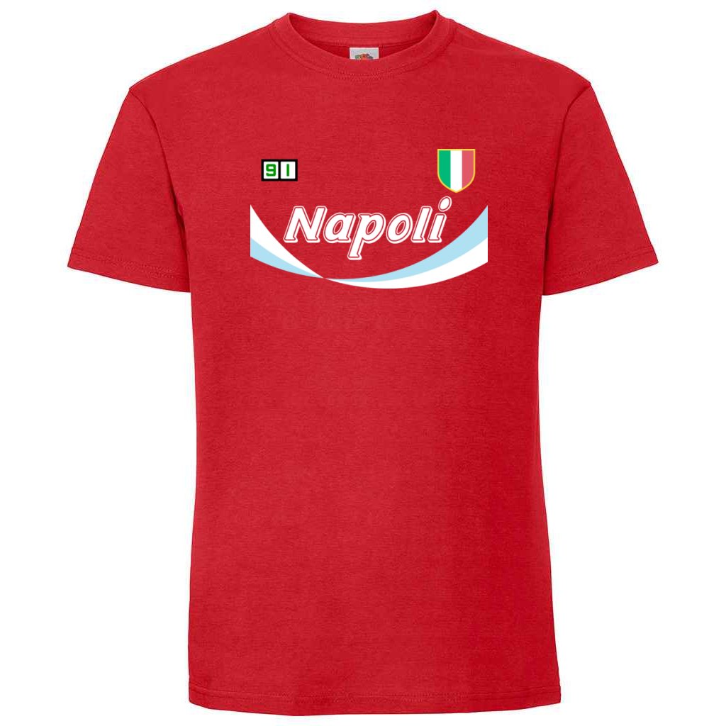 Napoli '91 3rd T-shirt - Red in action.