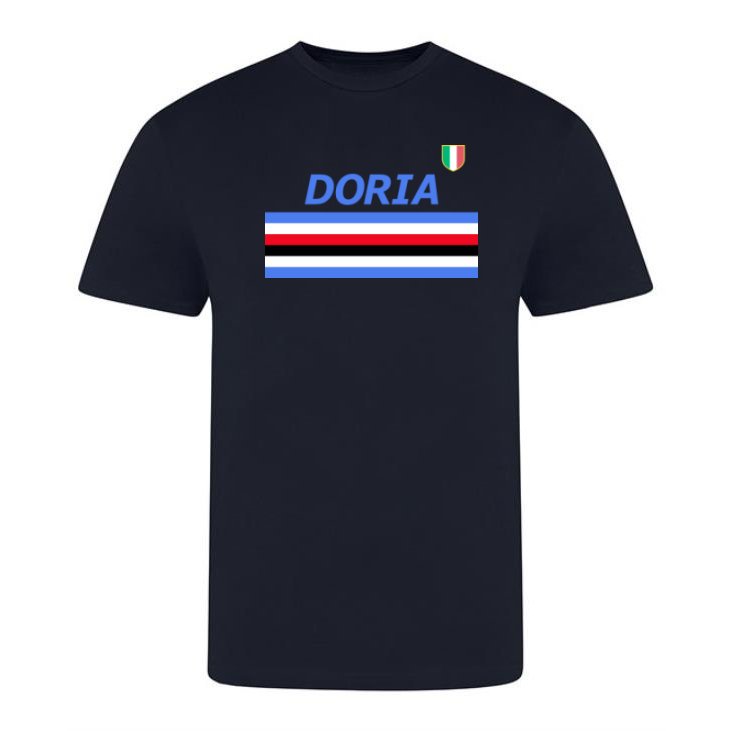 Doria '91 Away T-shirt - Deep Navy in action.