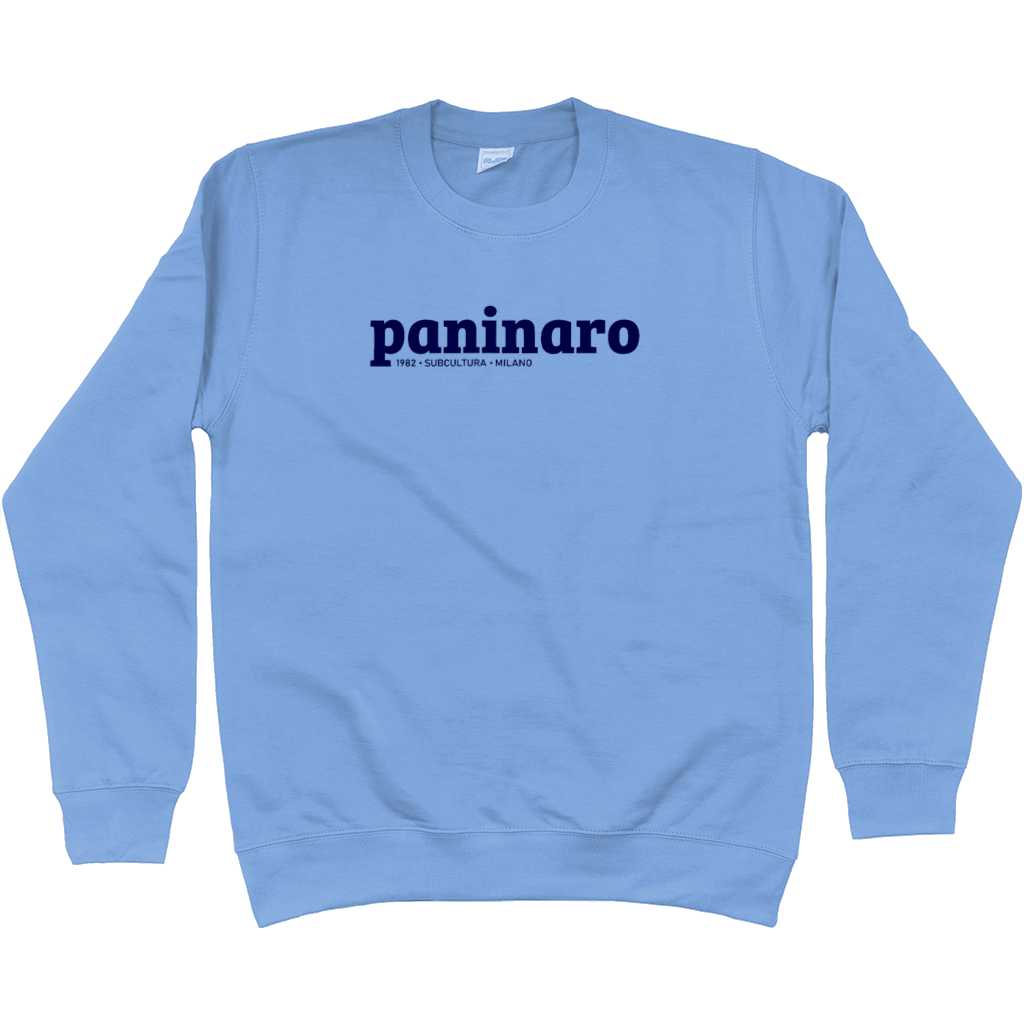 Paninaro Sweatshirt - Cornflower Blue / Navy in action.