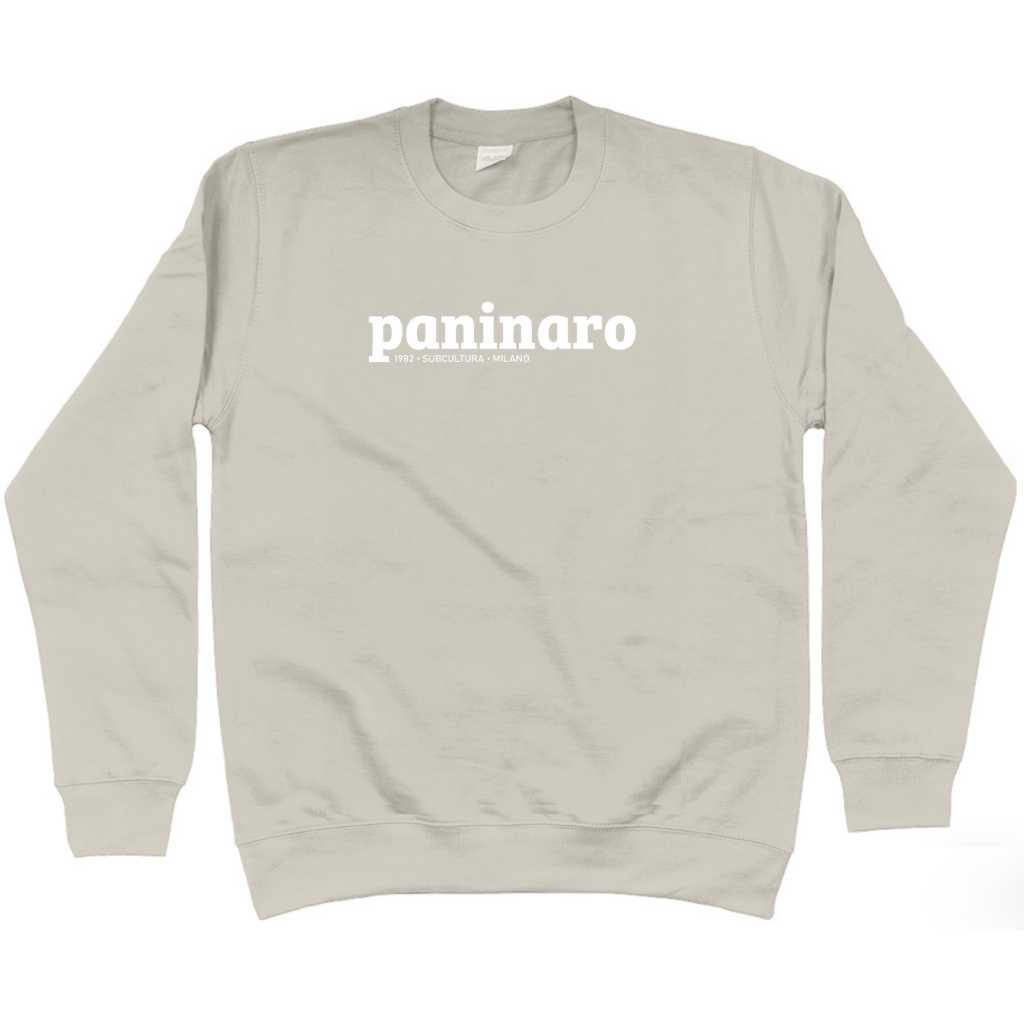 Paninaro Sweatshirt - Stone in action.