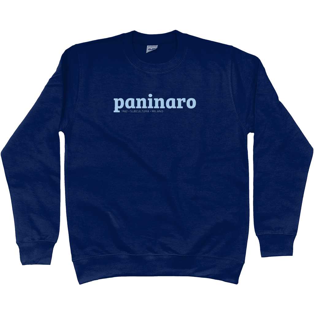 Paninaro Sweatshirt - Oxford Navy/Sky Blue in action.