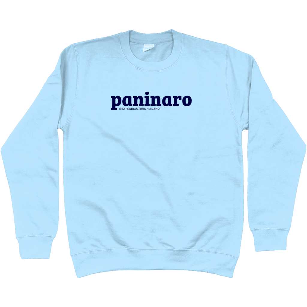 Paninaro Sweatshirt - Sky Blue / Navy in action.