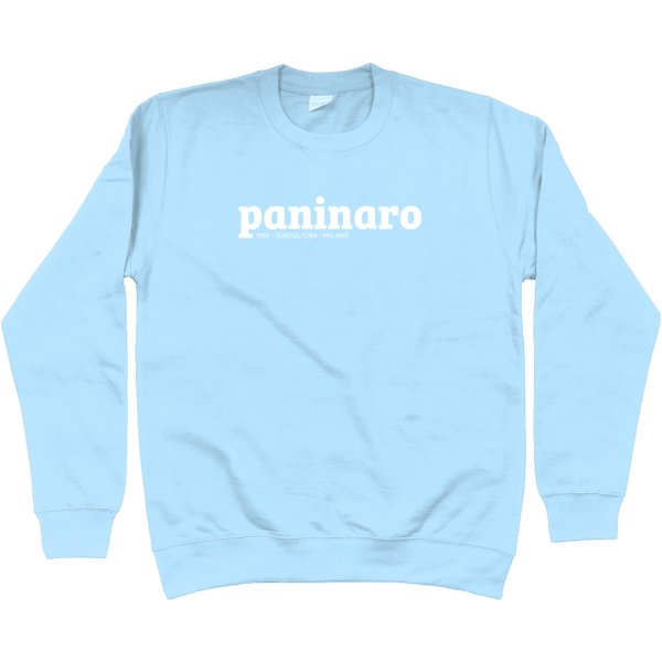 Paninaro Sweatshirt - Sky Blue in action.