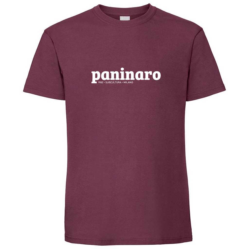 Paninaro T-shirt - Burgundy / White in action.