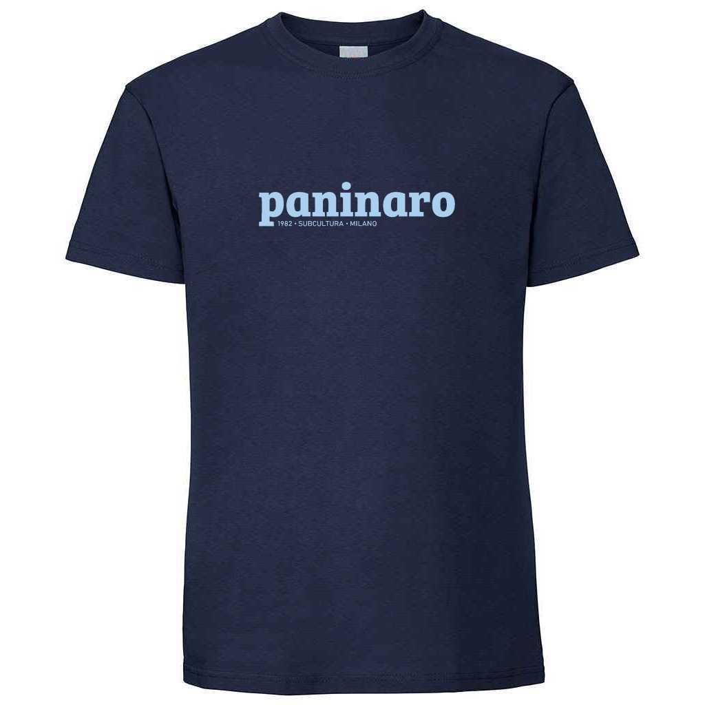 Paninaro T-shirt - Deep Navy / Sky Blue in action.