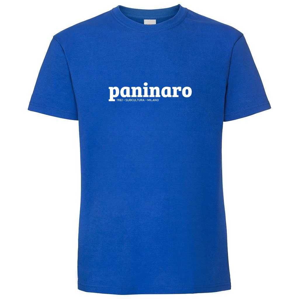 Paninaro T-shirt - Royal Blue / White in action.