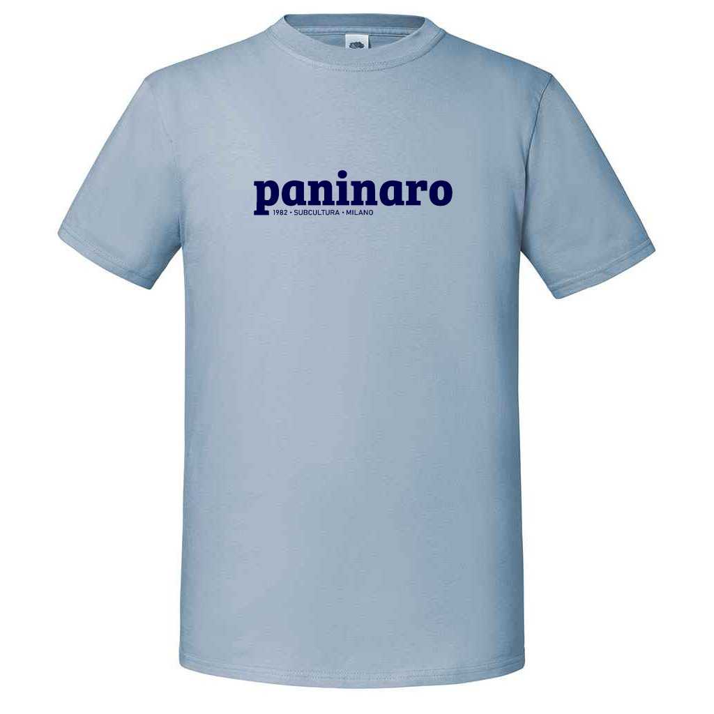 Paninaro T-shirt - Sky Blue / Navy in action.