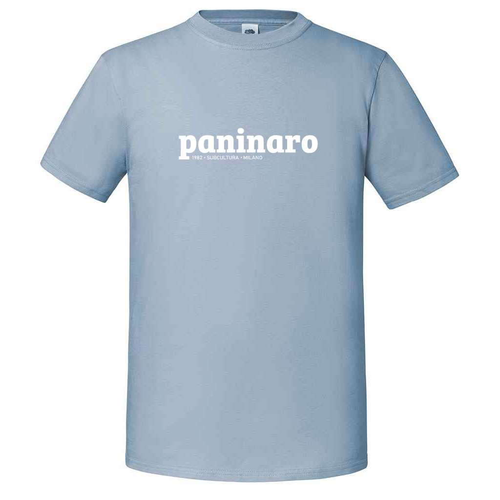 Paninaro T-shirt - Sky Blue / White in action.