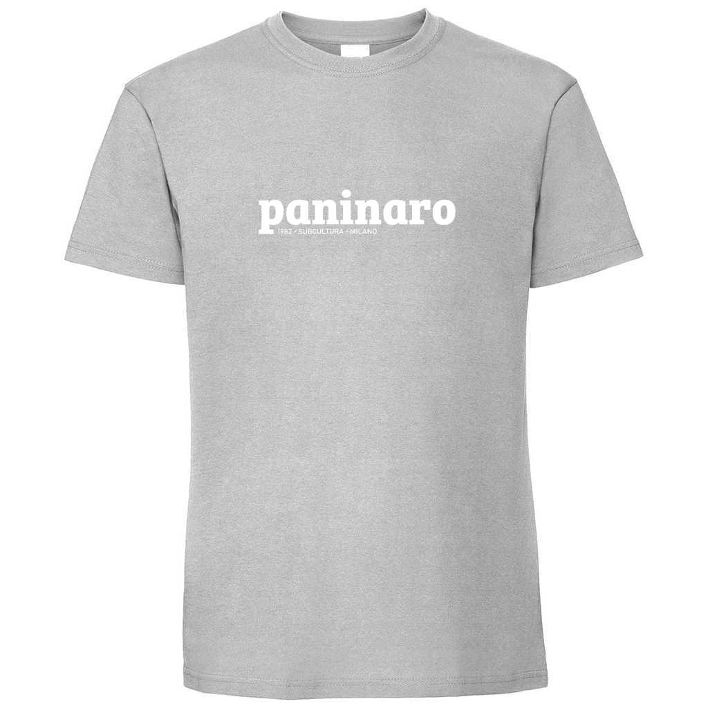 Paninaro T-shirt - Zinc / White in action.