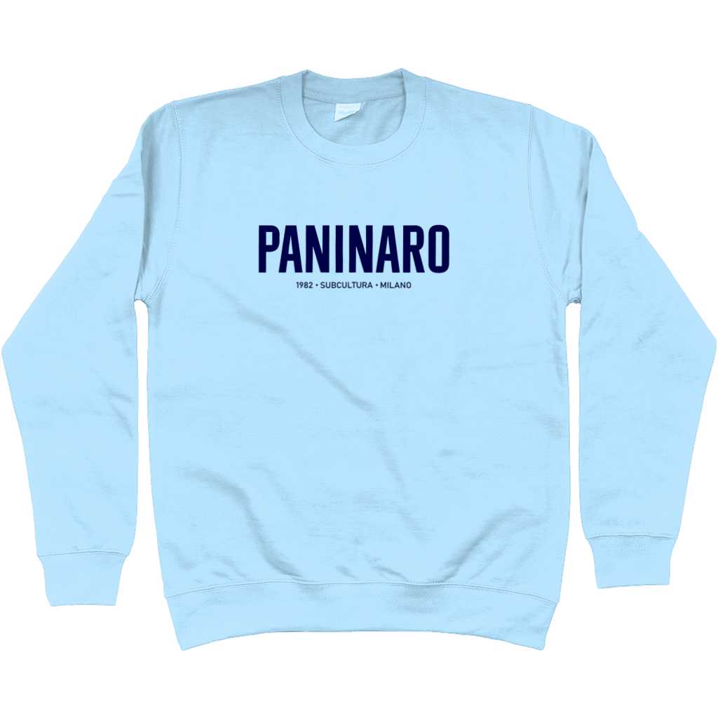 PANINARO '82 Sweatshirt - Sky Blue / Navy in action.