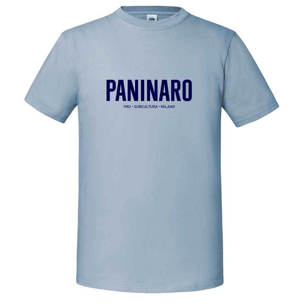 Paninaro '82 T-shirt - Sky Blue / Navy in action.