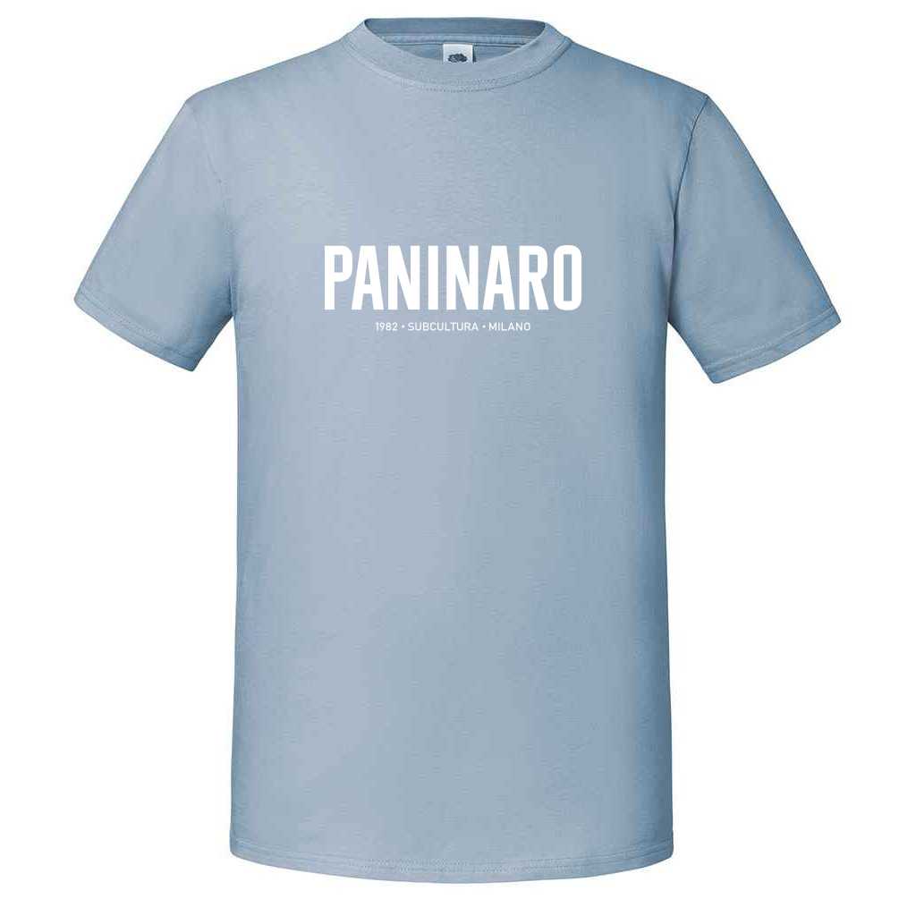 Paninaro '82 T-shirt - Sky Blue / White in action.